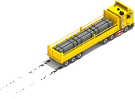 camion long participant à la construction d'une vertèbre cervicale en voxel