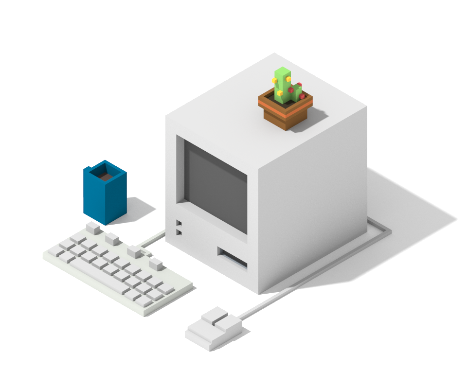 vieil ordinateur en voxel