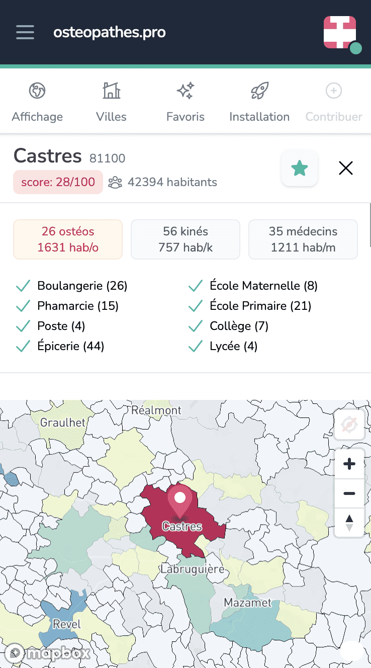 démographie des ostéopathes sur mobile