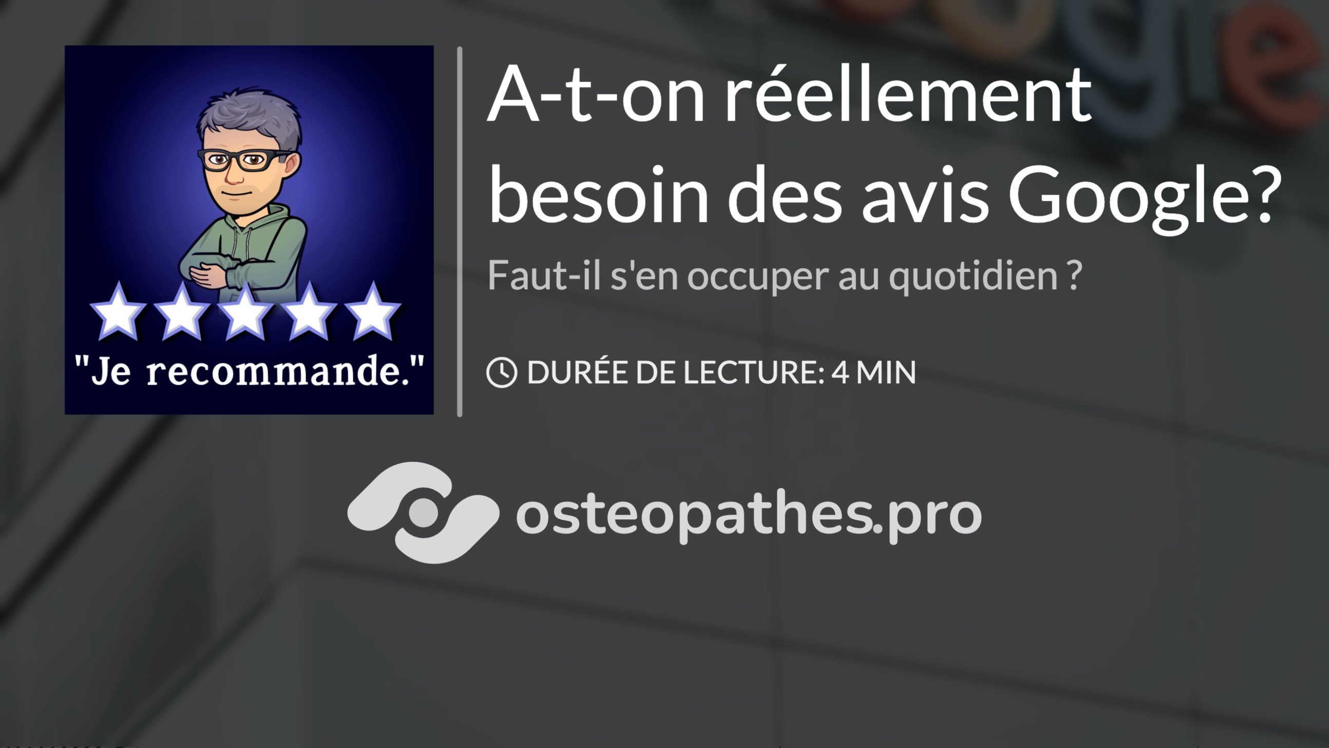 Illustration de la BD sur le sujet: Tu te demandes si tu dois vraiment t'occuper des avis patients ?
Voici mes conseils pour gérer les avis patients et pourquoi ils sont importants pour ton activité d'ostéopathie.
